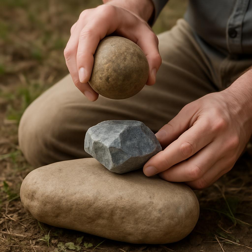 Bipolar flaking technique