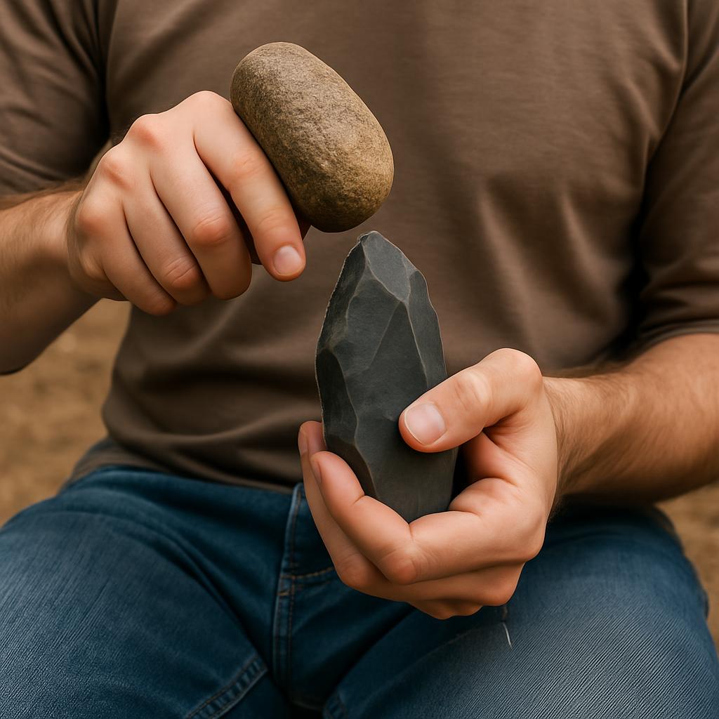 Percussion flaking technique demonstration