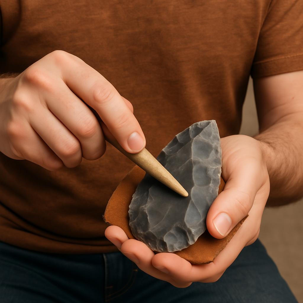 Pressure flaking technique demonstration