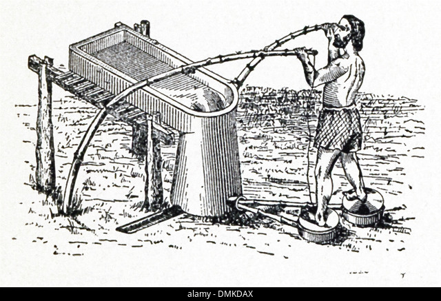 Primitive bellows system for smelting