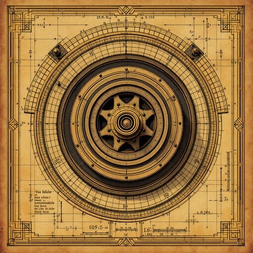 Renaissance engineering diagram showing a detailed mechanical pulley system